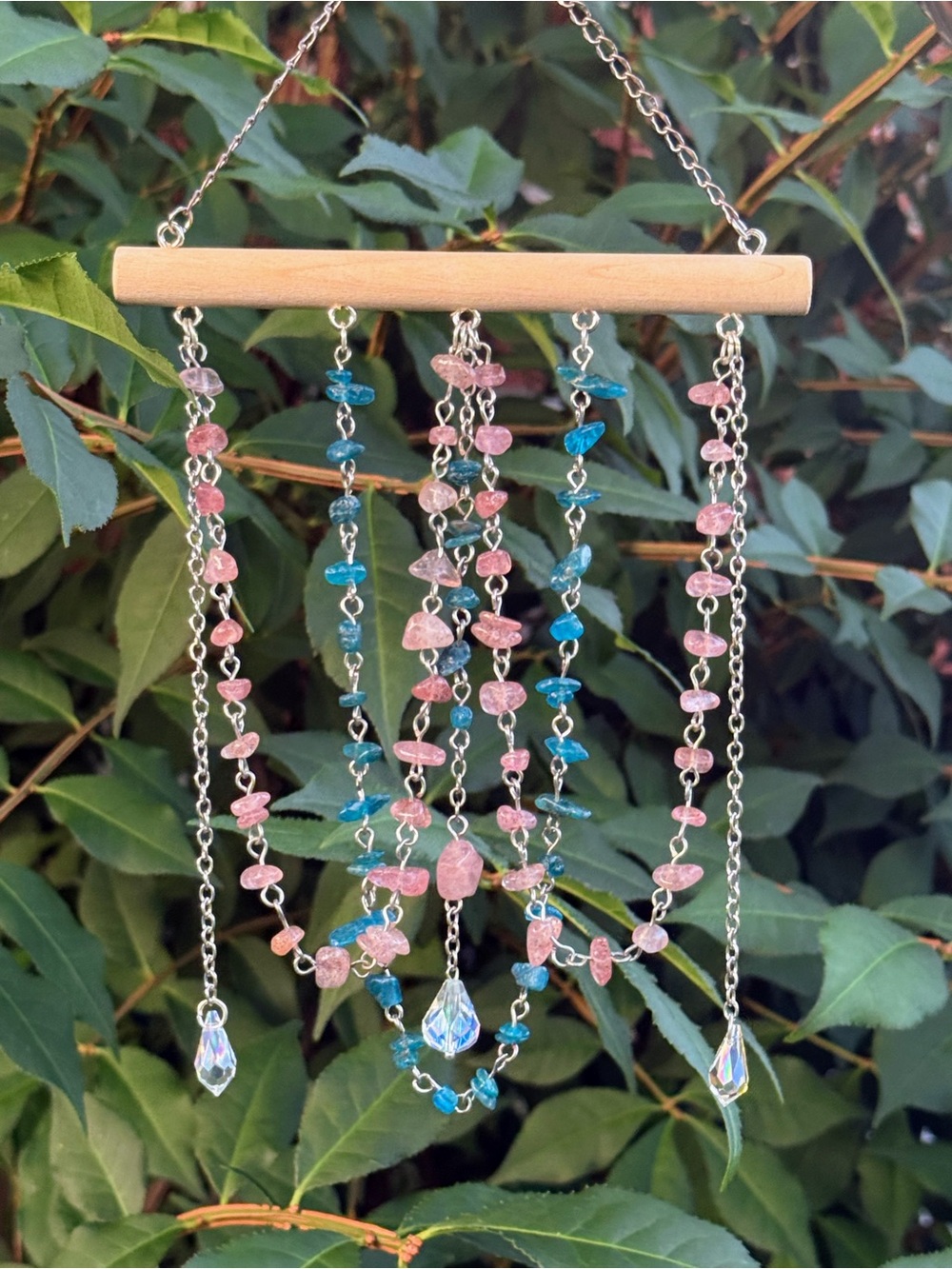 Hanging Strawberry Quartz & Apatite Suncatcher